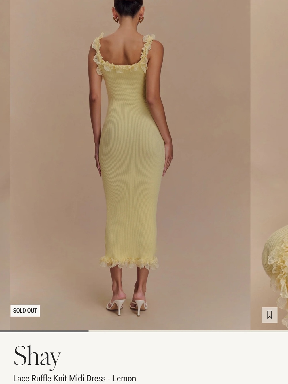 Meshki Lemon Lace Ruffle Knit Midi Dress - Picture 2 of 4